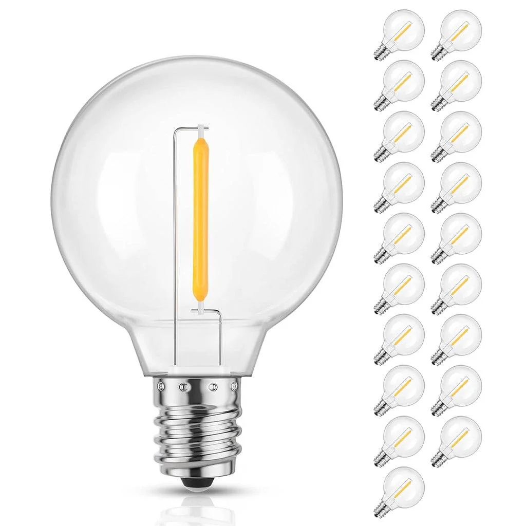 TECPHILE - G40 String Light Replacement Bulbs Shatterproof E12 Base (Warm White) - Image 2