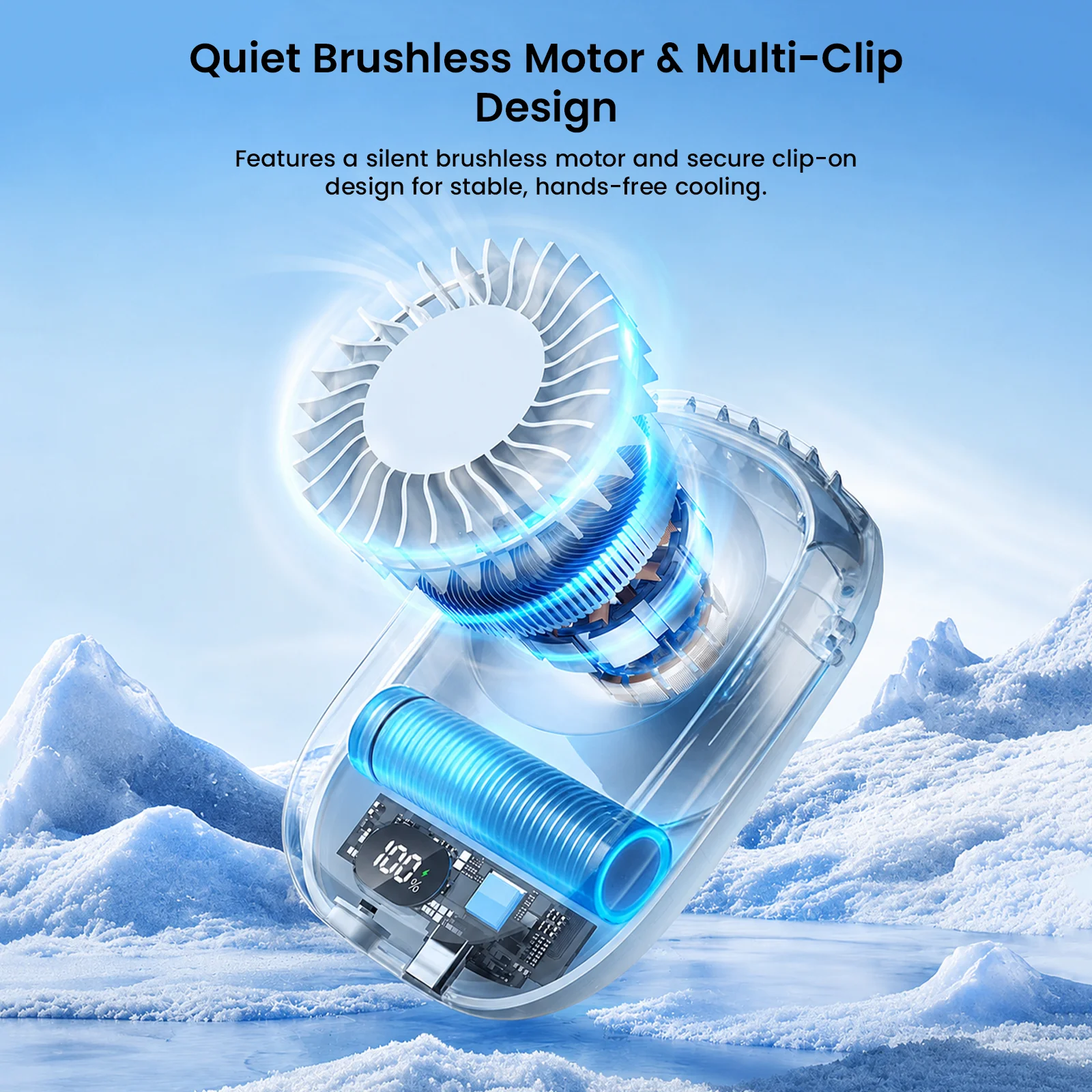 TECPHILE – KLX012 Portable Clip-On Fan USB Powered Rechargeable Mini Fan - Image 4