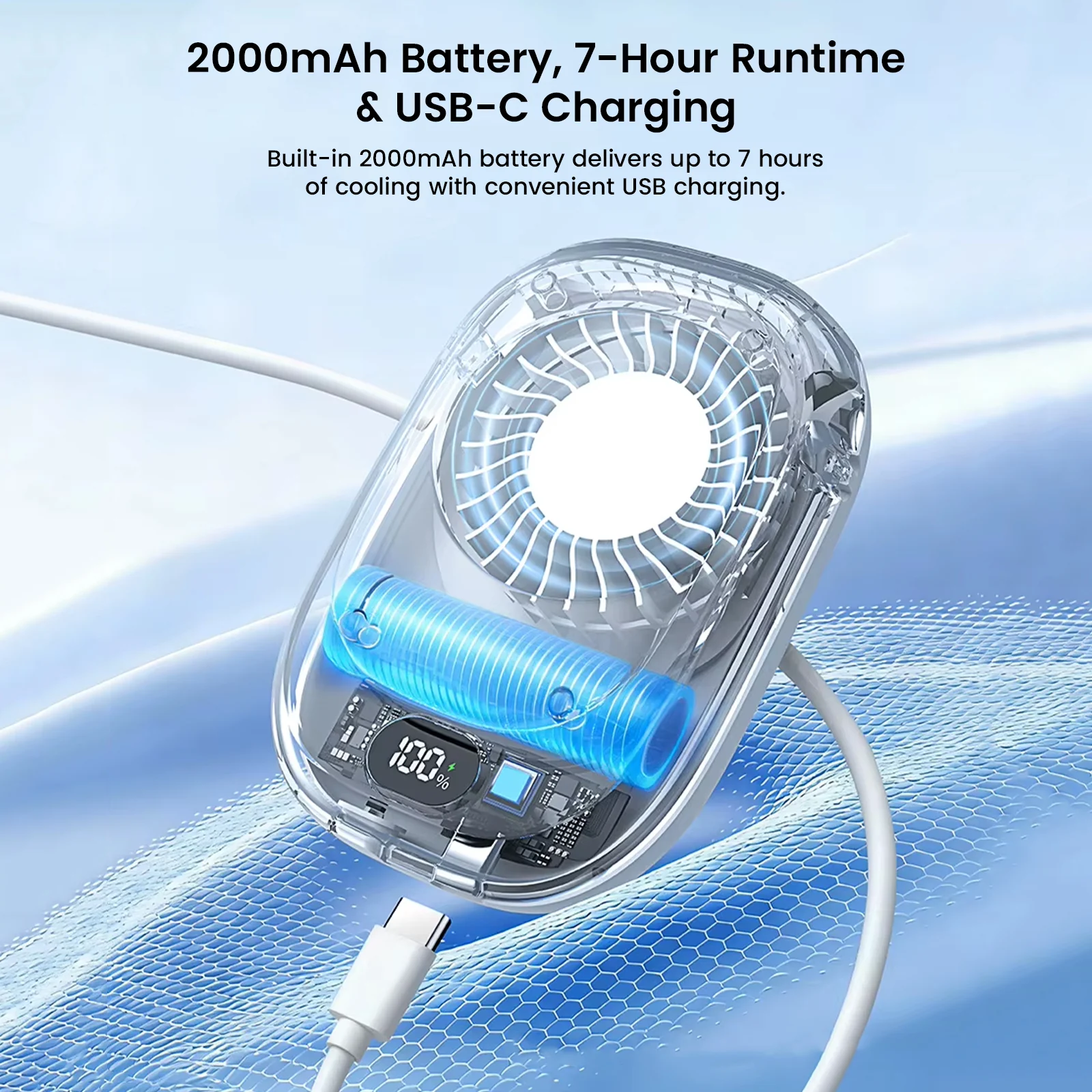 TECPHILE – KLX012 Portable Clip-On Fan USB Powered Rechargeable Mini Fan - Image 5