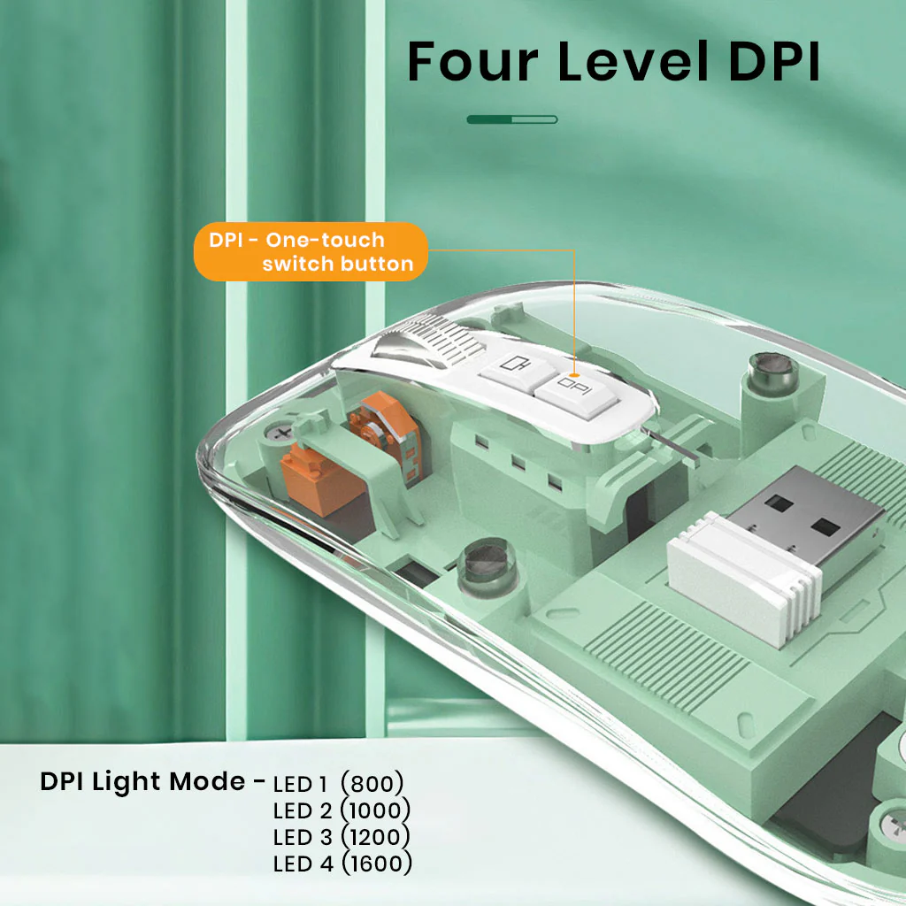 TECPHILE M133 Transparent Wireless RGB Mouse, Tri-Mode Connectivity - Image 12