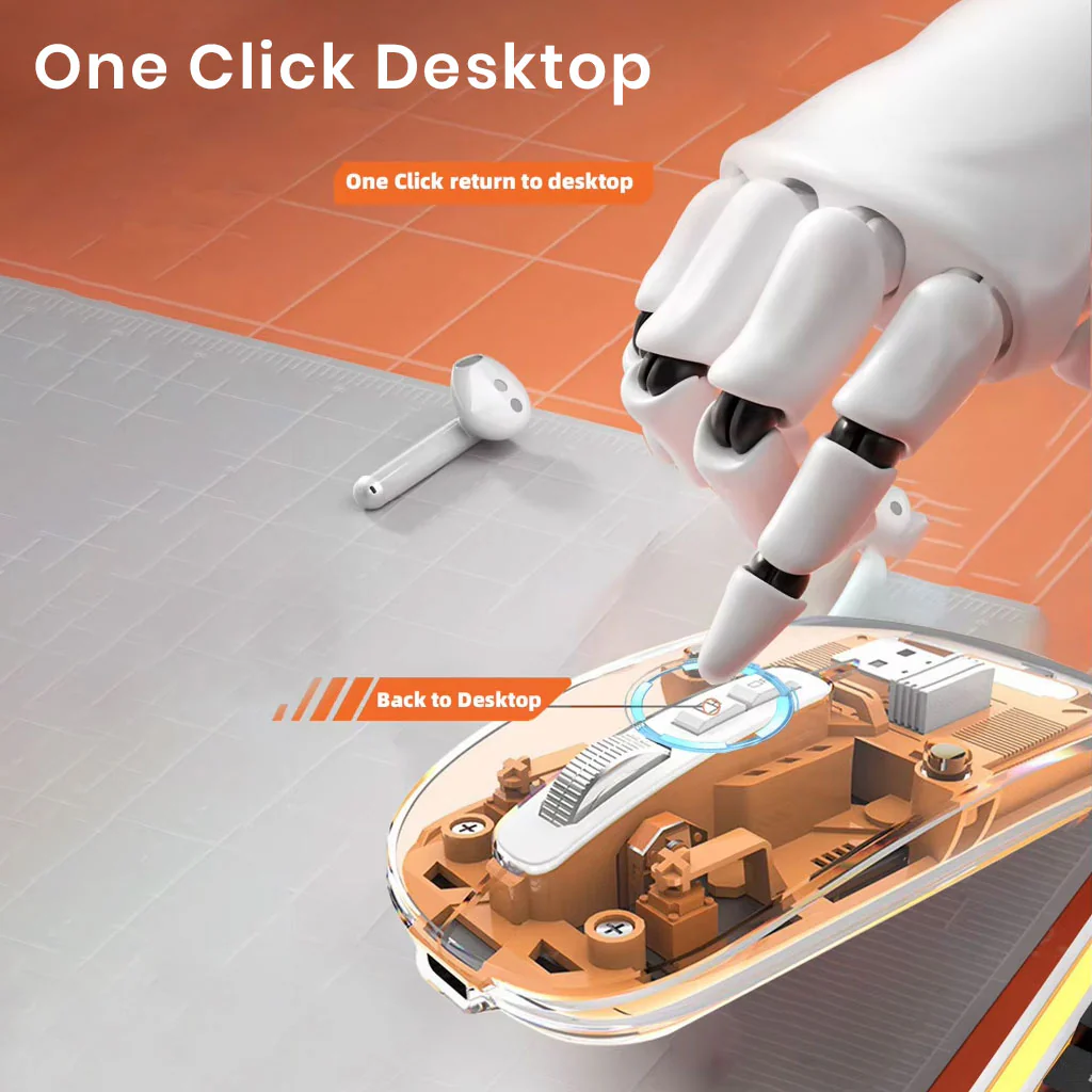 TECPHILE M133 Transparent Wireless RGB Mouse, Tri-Mode Connectivity - Image 13
