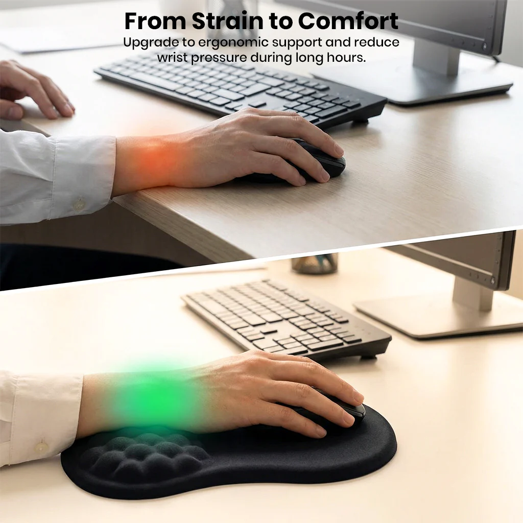 TECPHILE – Mouse Pad with Wrist Support, Memory Foam & Non-Slip Base - Image 3