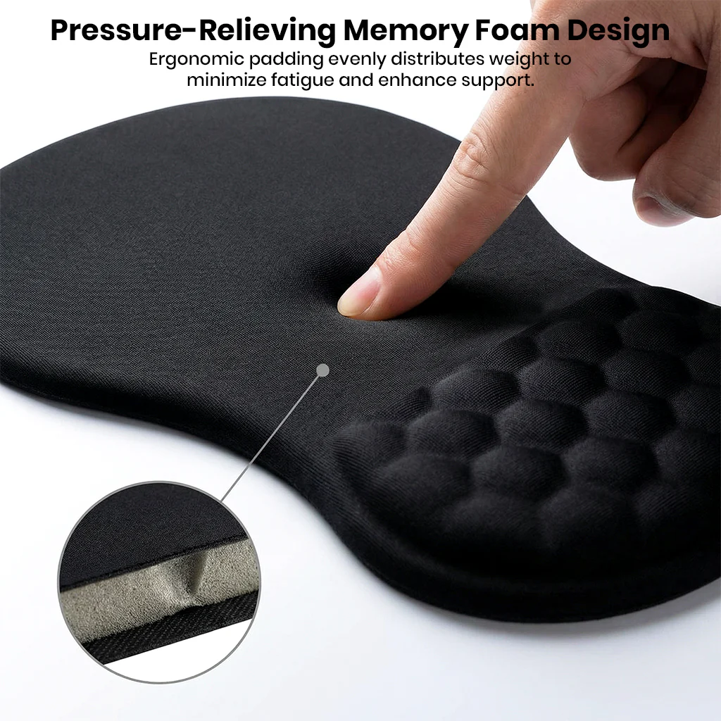 TECPHILE – Mouse Pad with Wrist Support, Memory Foam & Non-Slip Base - Image 4