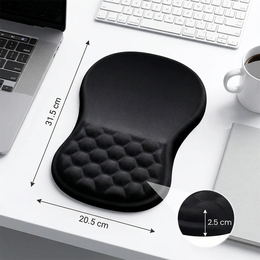 TECPHILE – Mouse Pad with Wrist Support, Memory Foam & Non-Slip Base - Image 7