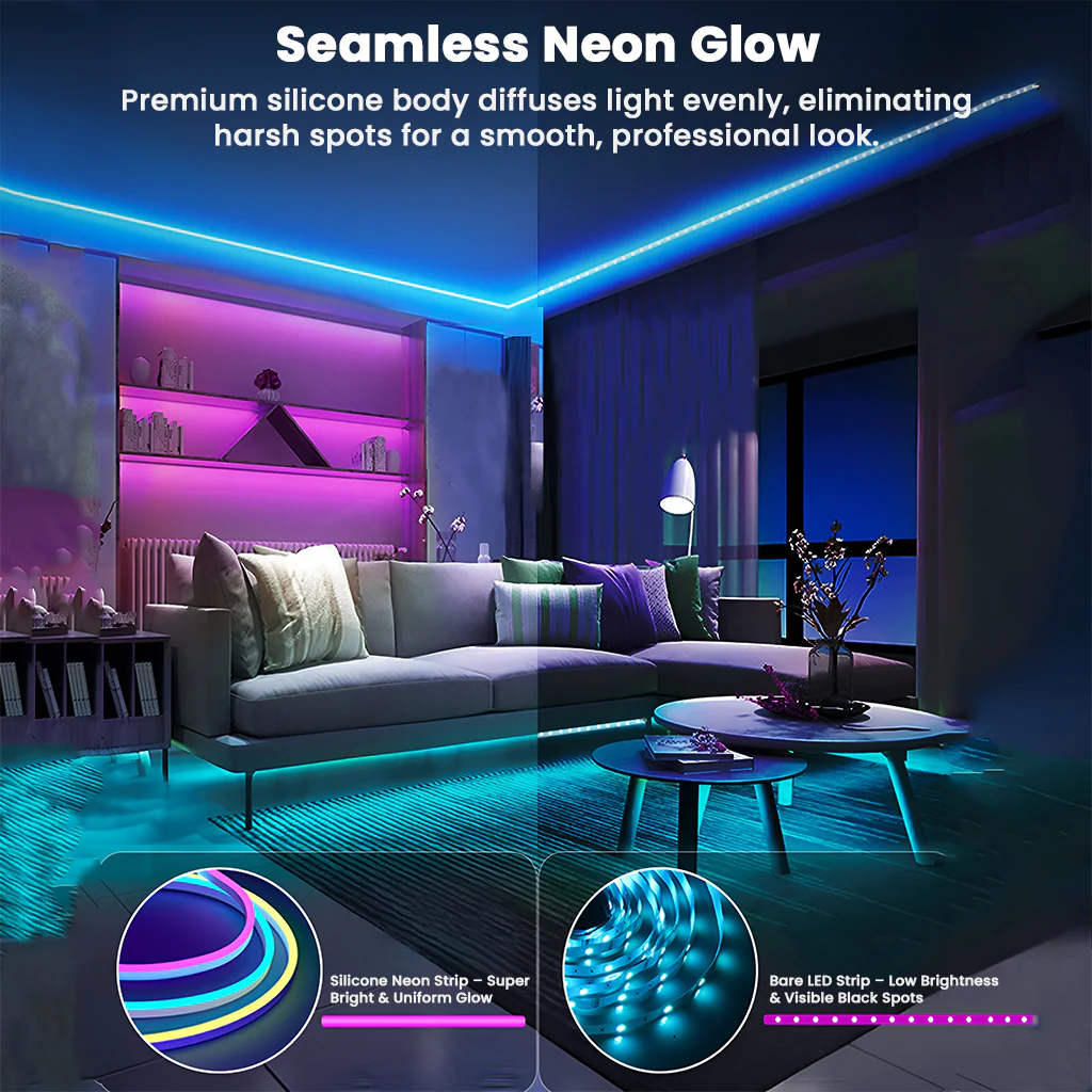 TECPHILE RGBIC Neon LED Strip Light 5V Adapter - Image 14