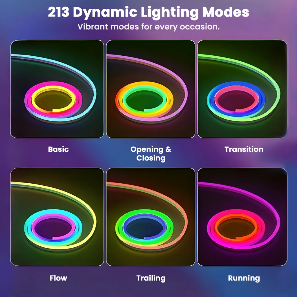 TECPHILE RGBIC Neon LED Strip Light 5V Adapter - Image 2