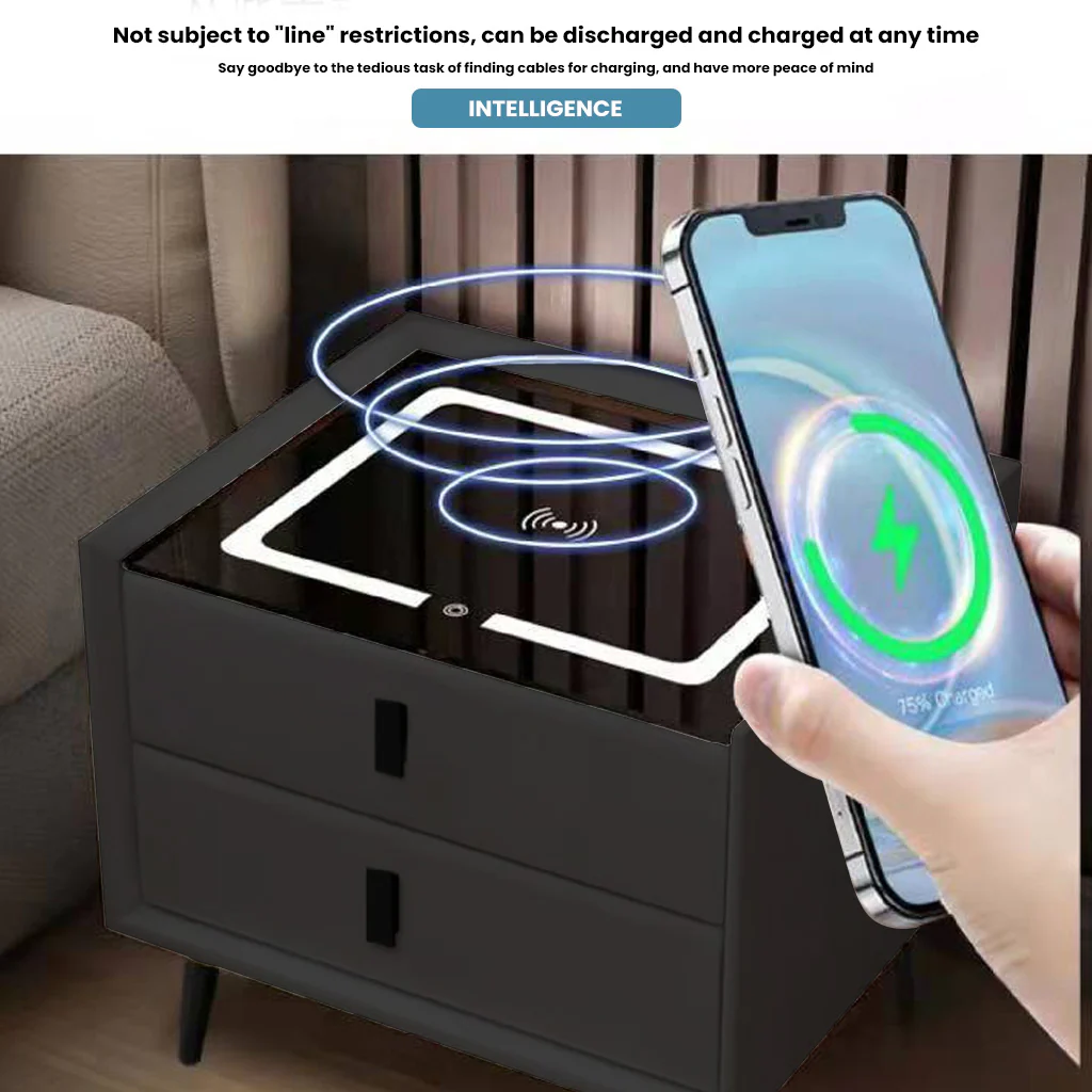 TECPHILE - Smart Side Table with Wireless Charging Station (Nightstand) - Image 16