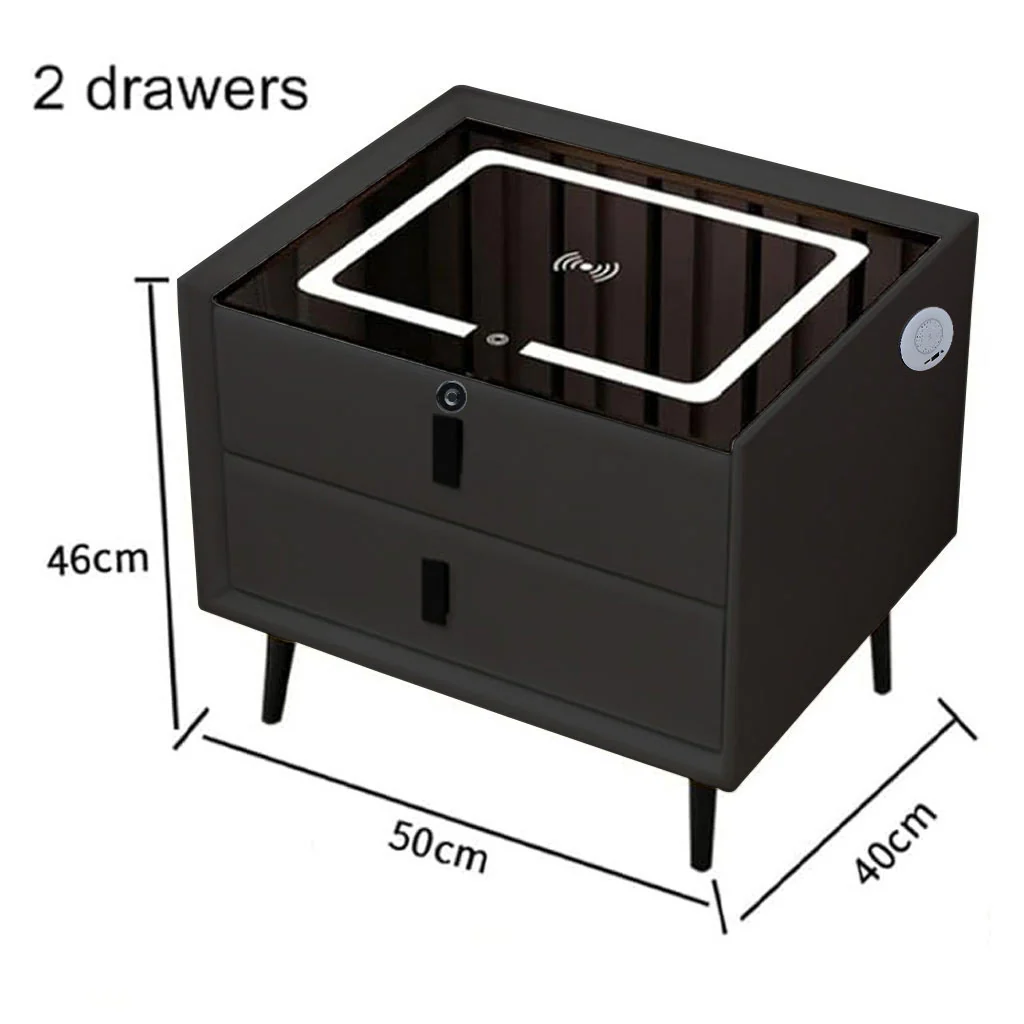TECPHILE Smart Bedside Table with Wireless Charging, Fingerprint Lock, PIR Sensor - Image 9