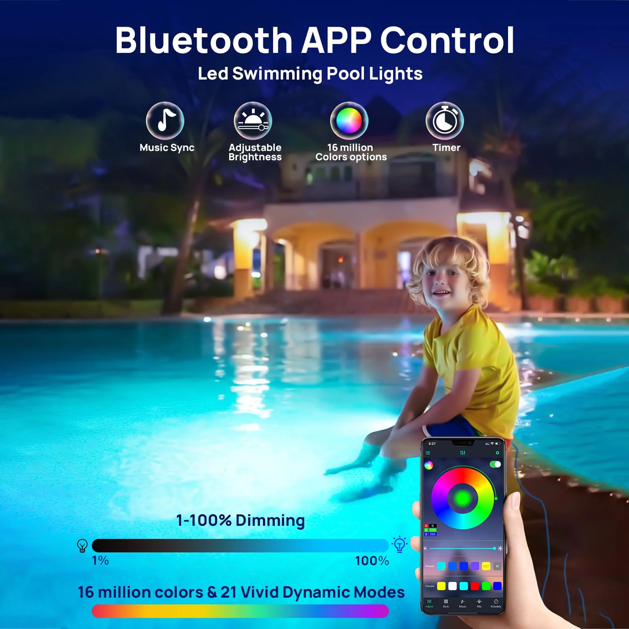 TECPHILE Smart Pool Atmosphere Music Sync LED Light - Image 4