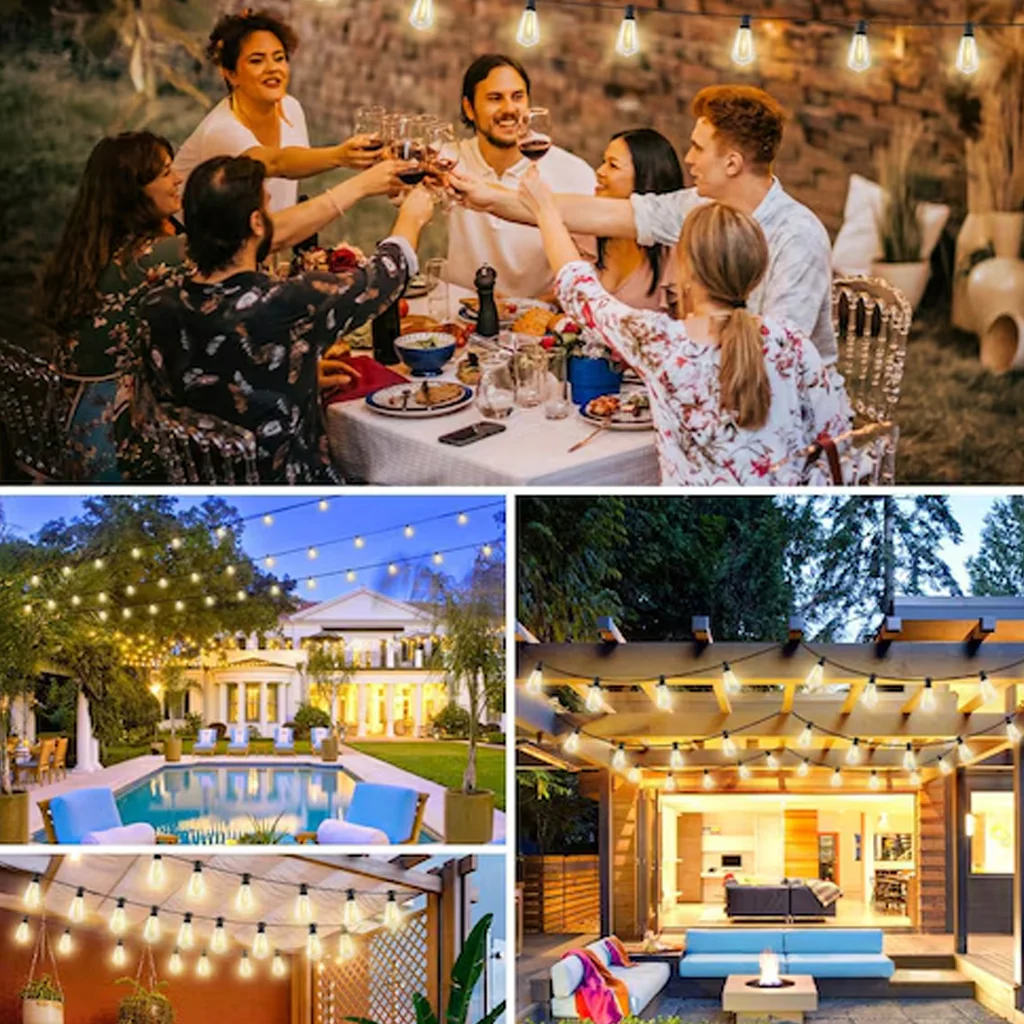 TECPHILE – ST38 50ft Outdoor String Lights Waterproof & Shatterproof Bulbs - Image 11