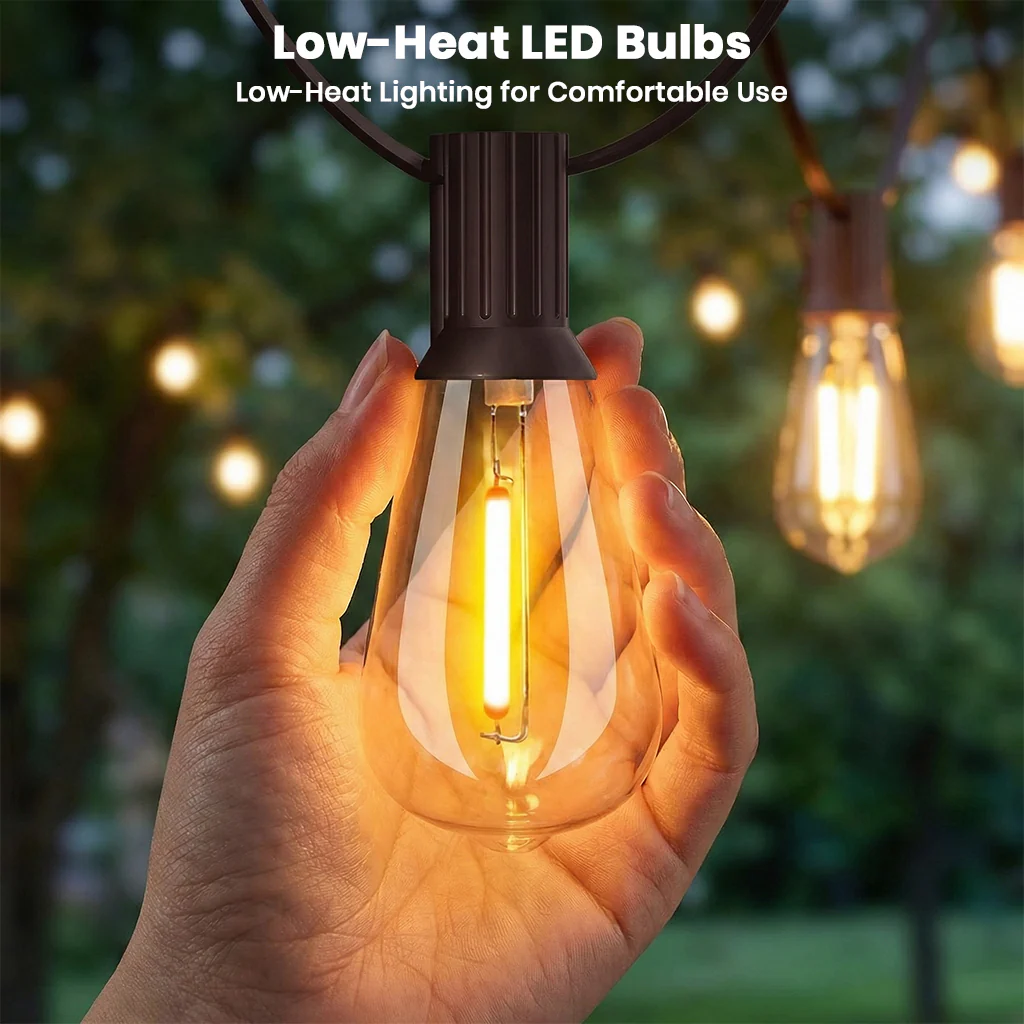 TECPHILE – ST38 50ft Outdoor String Lights Waterproof & Shatterproof Bulbs - Image 13