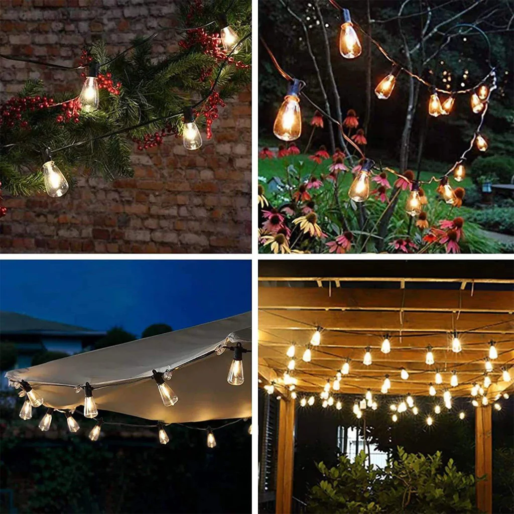 TECPHILE – ST38 50ft Outdoor String Lights Waterproof & Shatterproof Bulbs - Image 4