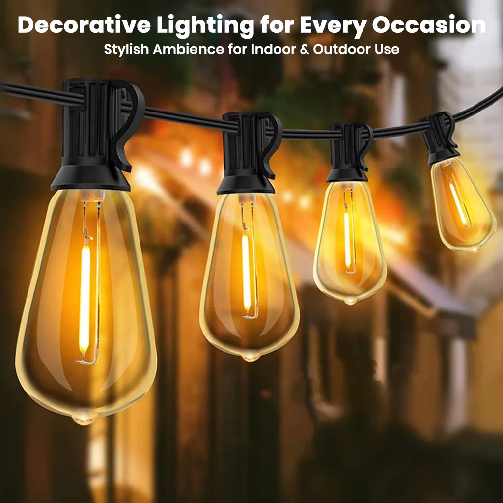TECPHILE – ST38 50ft Outdoor String Lights Waterproof & Shatterproof Bulbs - Image 6