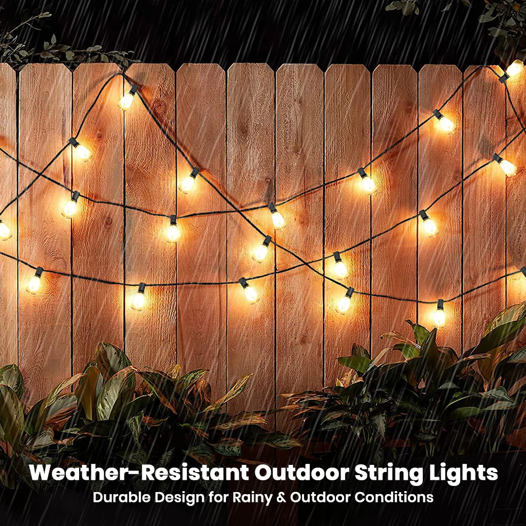 TECPHILE – ST38 50ft Outdoor String Lights Waterproof & Shatterproof Bulbs - Image 9