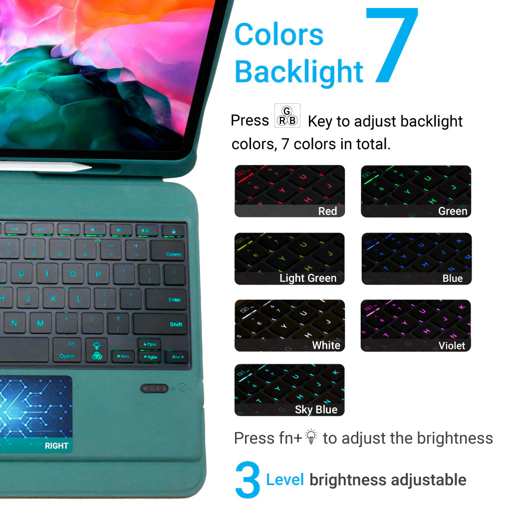 TECPHILE - T209D Wireless Keyboard Case for iPad Pro 12.9 - Image 9