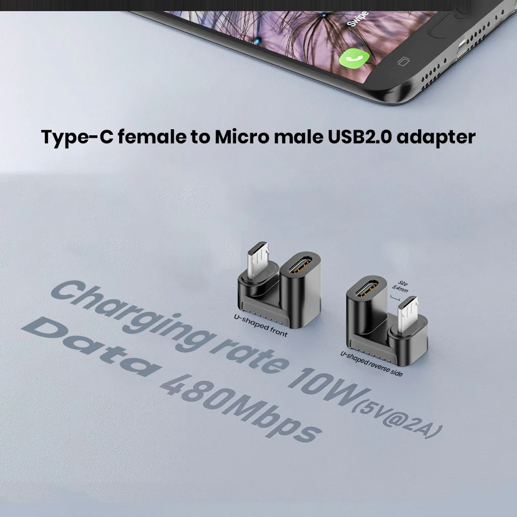 TECPHILE- U-shaped Type-C to Micro Adapter Converter - Image 4