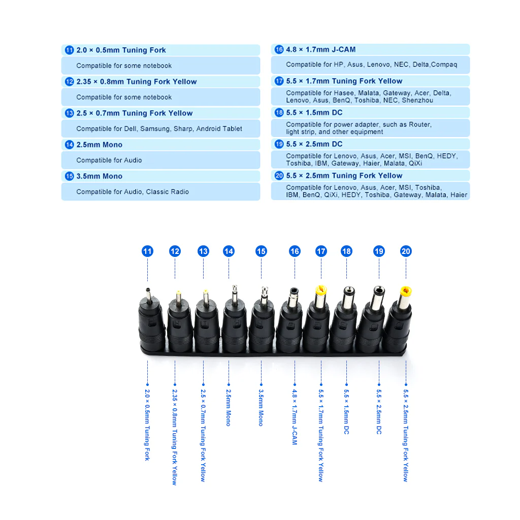 TECPHILE- Universal 34 PCs Laptop DC Adapter Set With 65W Cable (150CM) - Image 8