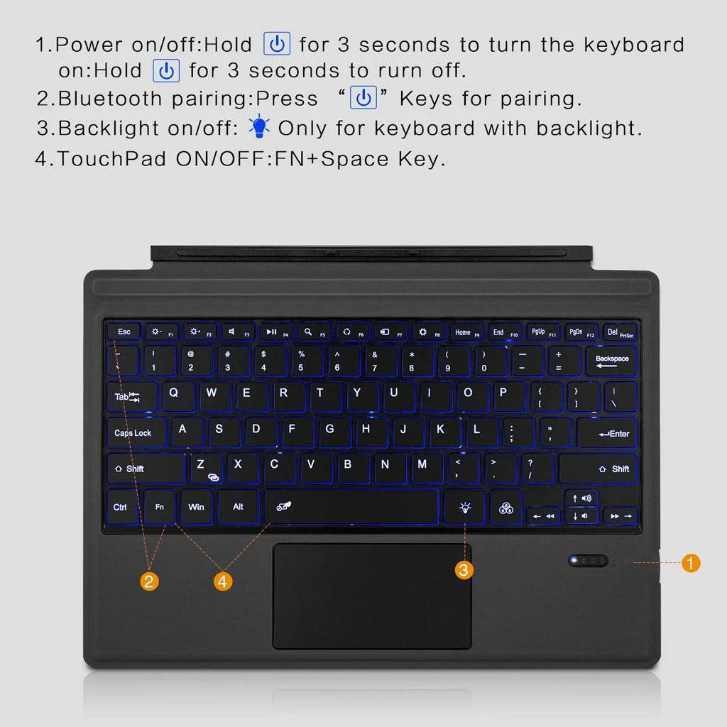 TECPHILE - Wireless Keyboard for Microsoft Surface Pro 3/4/5/6/7 - Image 12