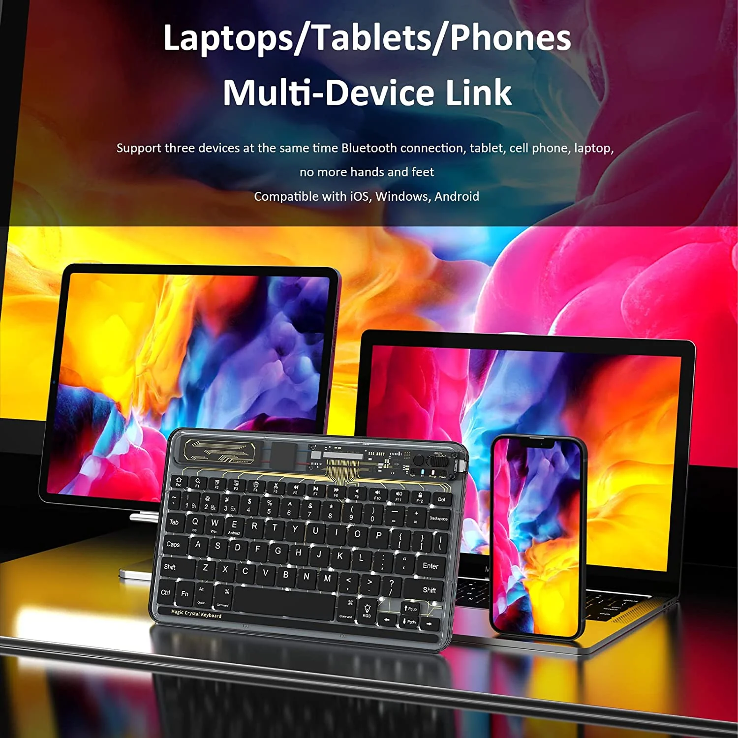 TECPHILE - XK030D Wireless Keyboard with Backlit - Image 5