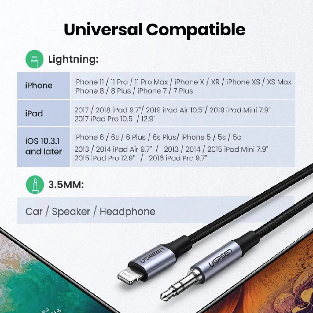 UGREEN - US315 Lighting to 3.5mm Male Aux Cable - Image 9